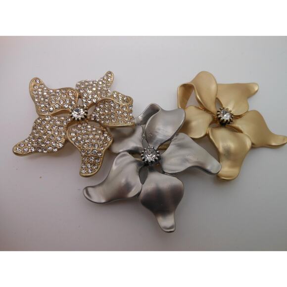 Jewelry Making Connector 2-Tone Gold Silver Rhinestone Crystal Floral Wedding - Picture 3 of 10